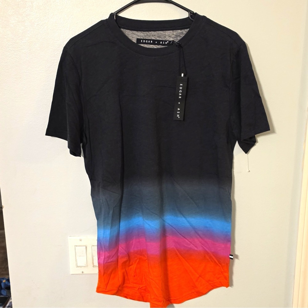 Edgar + Ash Men's Knit Cotton Logo Colorblock Crew Neck Short Sleeve Tee S #166
